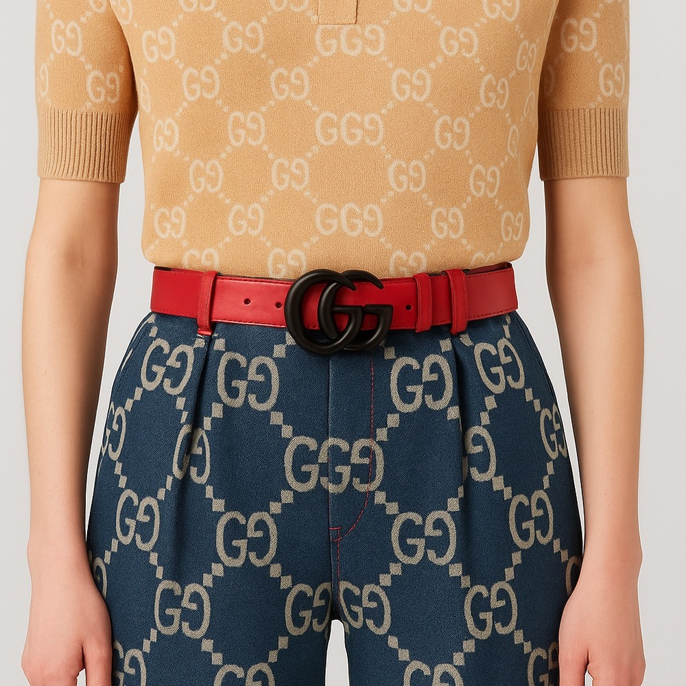 Gucci GG Marmont Leather Belt – Red